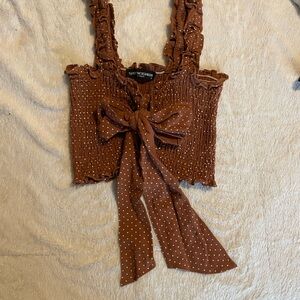 Polka Dot Crop Top with Bow